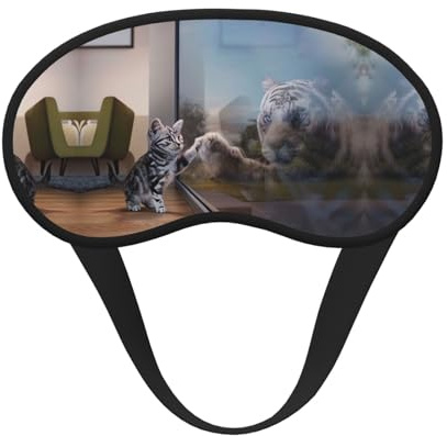 Schlafmaske mit Katzen- und Reflexionstiger-Tierdruck, konturierte Augenabdeckung, perfekt für Reisen, Meditation und Nachtgebrauch