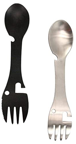 KOMBIUDA 2 Stück Camping-göffel Mit Flaschenöffner Tragbare Löffelgabel Für Reise Und Outdoor Werkzeug Als Spork Für Trekking Und Camper