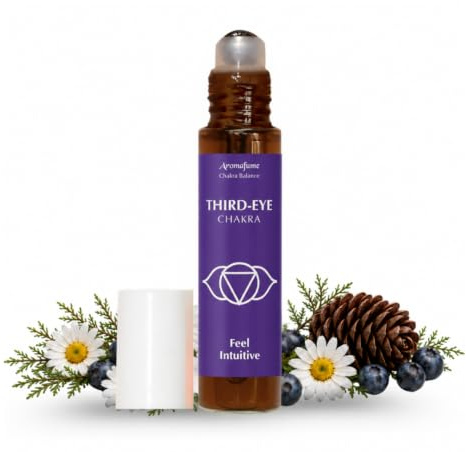 Third Eye Chakra Essential Oil Roll-On Blend by Aromafume | 10ml/0.33 fl oz | Ajna | Aromatherapy Oils for Chakra Balance | Rose & Juniper Extracts | Amethyst Incense for Meditation, Yoga, Reiki