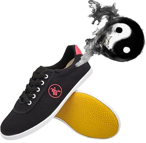 Karate Kung Fu Tai Chi Zapatos for Niños Adolescentes Adultos,Kung Fu Tai chi Calzado,Taekwondo Artes Marciales Zapatilla de Boxeo Karate para Hombr y Mujeres(Size:46EU,Color:Negro)