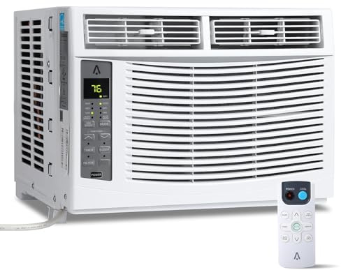 6000 BTU Window Air Conditioner, Cools up to 250 Sq. Ft., Energy Saving Window AC Unit with Remote & App Control & Timer Function & Easy Install Kit, Perfect for Small Bedroom, Living Room