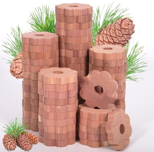 FERRGIA 60 Pezzi Anelli in Cedro Antitarme Naturale,Cedro Antitarme,100% Naturale Anti Tarme,per Vestiti, Armadi, Cassetti, Guardaroba,Deodorante per Cassetti Guardaroba