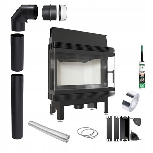 KRATKI Kamineinsatz aus Stahl Blanka 11kW 3-seitig Ø180 BImSchV 2 EEK A | Kamineinsatz aus Stahl, schwarz, 78% Wirkungsgrad, Ecodesign, Aschekasten