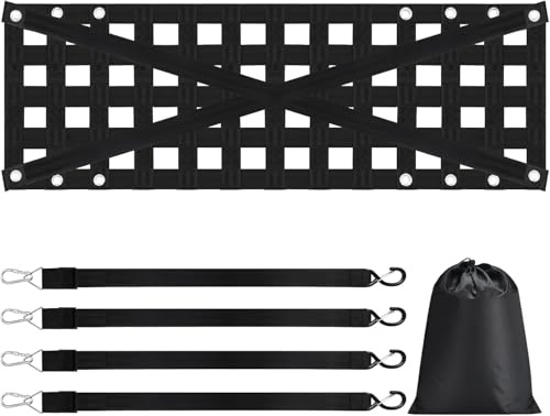 HoldOneLight Rete da carico resistente per bagagliaio del camion, rete resistente per portellone posteriore con 4 cinghie regolabili con fibbia, ideale per camion, rimorchi, pickup, barca, jeep e SUV