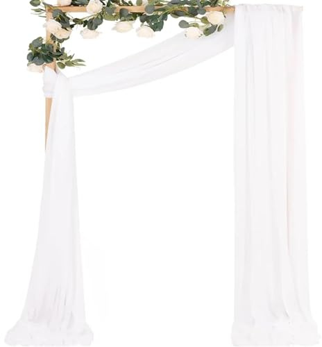Tessuto Per Drappeggio Dell'Arco Nuziale Arco di nozze Drappeggio Tessuto Cerimonia Ricevimento Decorazioni for soffitto Tende in tessuto trasparente in chiffon for la festa nuziale(White,75x600cm)