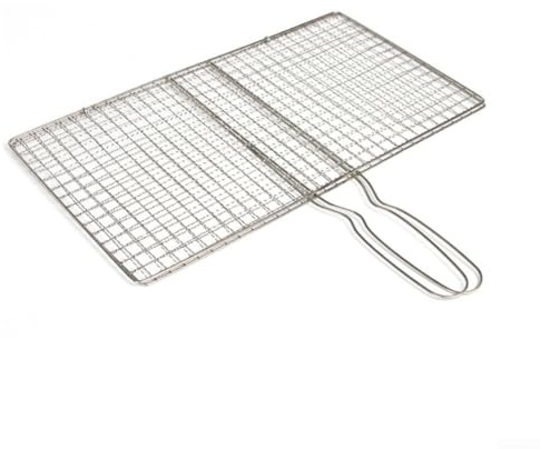 BBQ Grillkorb mit Griff und Verriegelungsmechanismus für Fisch, Fleisch und Garnelen, Edelstahl-Design für kontrolliertes Kochen im Freien (Raster 24 x 39 cm)