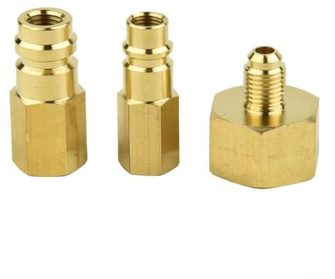 Adaptador de aire acondicionado R134A, juego de adaptadores SAE W21.8 a 1/4 pulgadas para conversión R12 a R134A, adaptador de manguera de aire acondicionado automotriz de latón