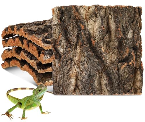 Didiseaon 5 Stück Korkrinde für Terrarien und Aquarien aus Naturkork | Hellbraune Rindenstücke, 15 x 15 x 2 cm mit 3D-Oberfläche, bieten Kletterfläche und Versteck, für Geckos und Echsen