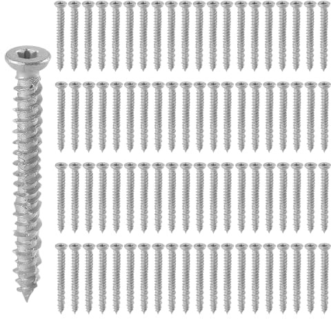 UNGFEI Countersunk Concrete Screws 7.5 x 72mm 100 Pcs | Easy Drive into Hard Walls, Wood, Chipboard