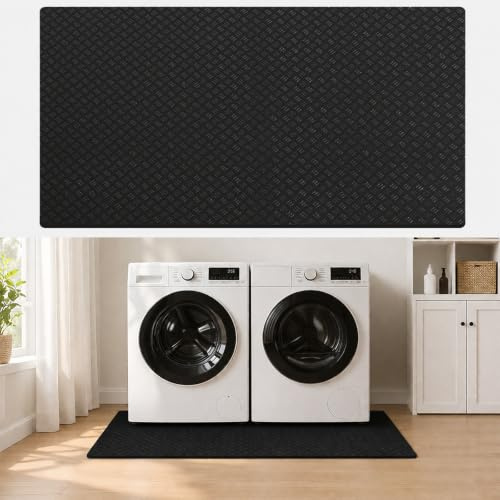 Halkfri halkmatta på båda sidor, tvättmaskin, vattentät golvmatta kylskåp tjock halkfri gummimatta, 70 x 160 cm minska buller och vattentät antivibrationsmatta för torktumlare