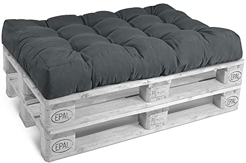 Beautissu Outdoor Pallet Furniture Cushions Seat Pad 120x80x15 cm - Euro Pallet Sofa Lounge Cushion Garden Bench Graphite Grey - Eco Style