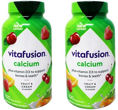 VitaFusion Calcium 500 mg Dietary Supplement Gummies Natural Fruit and Cream Flavors - 100 ct, Pack of 2