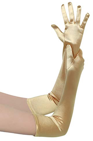 BABEYOND Gants Longs en Satin-Gants de Soirée Opéra des Années 20 Longueur des Coudes Extensibles Classique pour Mariage Soirée Opéra Or 55CM