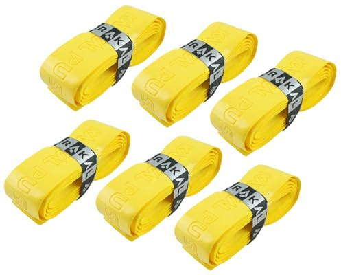 Karakal - PU Super Grip – Nastro autoadesivo per badminton, squash, tennis, racchetta da hockey o bastone da ghiaccio, 6 pezzi, giallo