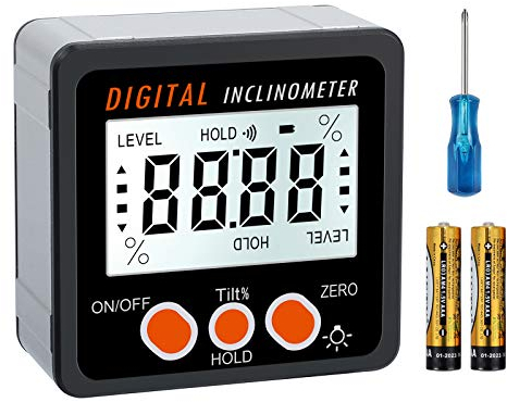 Digitaler Winkelmesser, AMTOVL 0-360° Aluminiumlegierung Digitaler Neigungsmesser LCD Elektronische Winkelmesser Abschrägungsbox mit Magnetenbasis