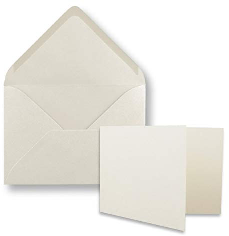 25x Stück Karte mit Umschlag Set Faltkarten DIN A7 quer 10,5 x 7,4 cm Naturweiß mit Brief-Umschlägen C7 Naturweiß Nassklebung