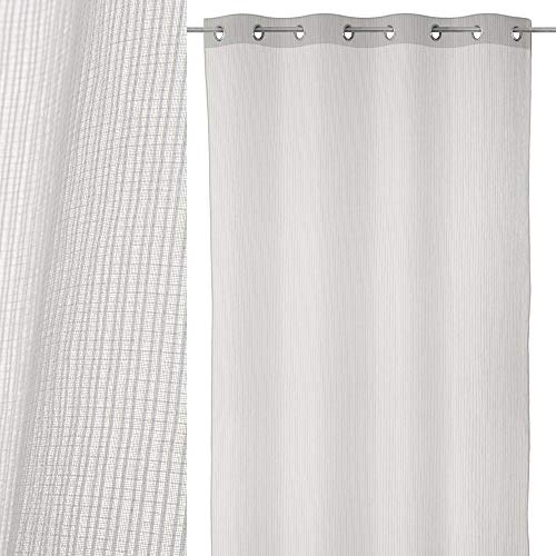 Visillo con Cinta de Anillas confeccionado Blanco Moderno de poliéster de 260x140 cm - LOLAhome