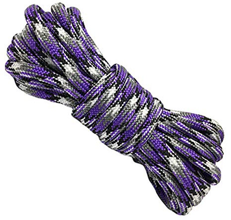 Egurs Paracord 15m/49ft Bunt Paracord Seil Schnüre 550 ?4mm Paracord Schnur Outdoor Camping Zubehör Zeltseil für Armband Schlüsselanhänger Anhänger Haustier Halsband Seile Lila Camouflage