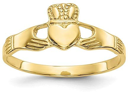 Real 10kt Yellow Gold Polished Ladies Claddagh Ring S:6