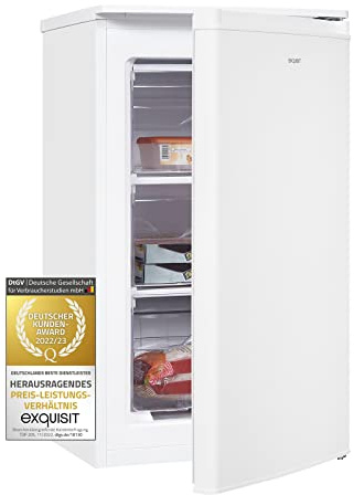 Exquisit GS111-040E Stand Gefrierschrank, 48 cm breit, 64 L, Temperaturregelung Manuell, weiß