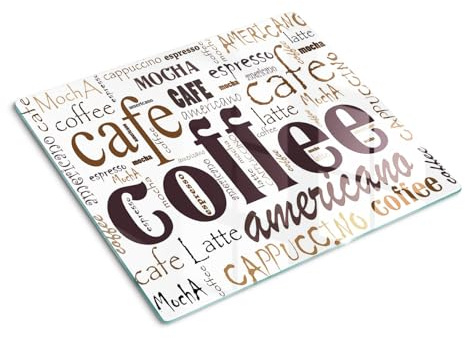 Schneidbrett Glas 60x52 cm Lebensmittelecht Rutschfest Silikonfüße Antibakteriell Dekorativ Dünn Glasplatte Hitzebeständig für die Küche Gehärtetes Glas Plastikfrei - Kaffee