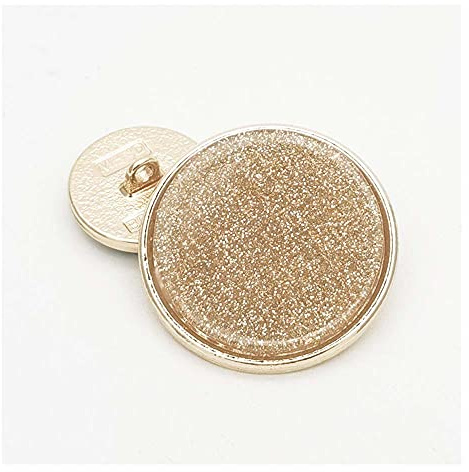 5 PCS Metal Round Shank Button Many Sizes Special Sparkling Buttons for Clothes Bags Decor Sewing Crafts (Golden, 15mm)