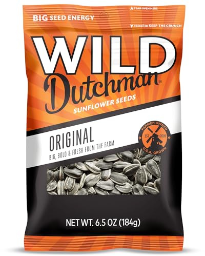 Wild Dutchman Roasted Sunflower Seeds in a Resealable Bag for Ultimate Freshness and an Easy Pour Snack, Salted Original Flavor, 6.5 oz (Pack of 12)