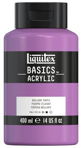 Liquitex 8870322 Basics monopigmentierte Künstlerpigmente, lichtecht, mittlere Viskosität, Archivqualität, seidenglänzender Finish Acrylfarbe - 400ml Topf, Brillantlila