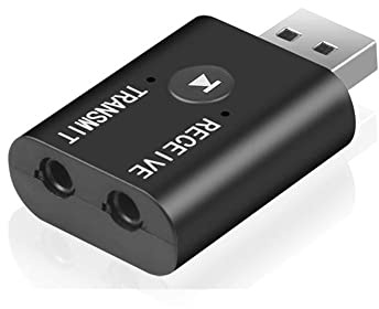 Bluetooth 5.0 Transmitter, Bluetooth Receiver Bluetooth Adapter 3.5mm Audio Input Adapter Wireless USB Dongle Bluetooth Jack AUX Music Transmitter for Car PC TV Speaker Headphone