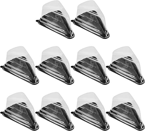 AOOPOO 100pcs Clear Plastic Triangle Cake Box Cake Slice Pie Container Holder Dessert Cake Box with Lid for Cheese Cake Cake Slice Pie