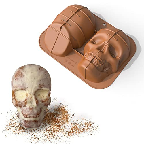 Yeeda Silikonformen, große realistische Totenkopf-Kuchen-Schokoladenform, Kuchenbackform, Eiswürfelform DIY, Harzkerzenform, leicht zu entformen