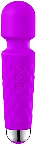 Kabelloses Massagegerät, elektrisches Handmassagegerät mit 20 Vibrationsmustern und 3 Vibrationsgeschwindigkeiten, wasserdichtes elektrisches Massagegerät, wiederaufladbar, Schulter, Massage (lila)