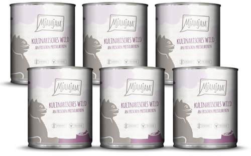 MjAMjAM - Nourriture humide premium pour chats - gibier culinaire aux airelles fraîches, paquet de 6 (6x800g), sans céréales
