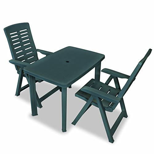 XIAOGUANG 3-TLG. Bistro-Set, Bistrotisch Mit 2 Stühlen, Gartenset Tisch Und Stühle, Balkontisch Klein, Bistroset, Kunststoff Grün