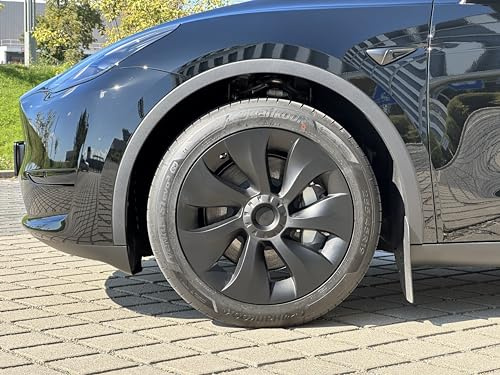 Tesvolution Tesla Model Y Radkappen Set 19-Zoll Nabenkappe Abdeckung Matt Schwarz 2022 + 2023 + 2024 Zubehör Gemini Felgen - Radnabenabdeckung Turbine Felgenschutz