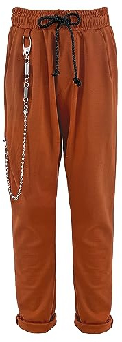 Mjuka barn- och ungdomsbyxor med fickor och kedja ledig elegant elastisk dragsko i olika färger kod 6070, Kosnöt, 8 år