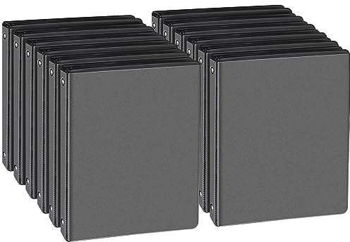 CIXILDTS 0.5-inch Round Ring Binder, Durable 1/2 3 Ring Binder Fit Letter Size Paper, Presentation View Binders, Black,12-Pack