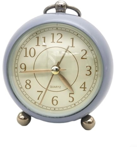 Wecker, Vintage, stilvoll, nicht tickend, analog, Wecker mit Nachtlicht, Nachttisch, stille Uhr, Schreibtisch, Schlafzimmer, Dekoration (blau)