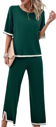 OLIPHEE Sets für Frauen Damen Business Casual Set Strickwaren Set Locker Damen Outfits Trainingsanzug