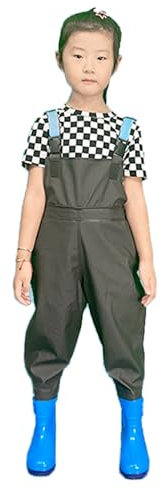 Wansiman Kind Angelhose mit Watstiefel,Wathose mit Brusthöhe,Angeln Teichhose mit Stiefeln,wasserdicht,atmungsaktiv,unisex,für Bauernhöfe,Gärten,Arbeiten im Schlamm,Fliegenfischen,Baustellen