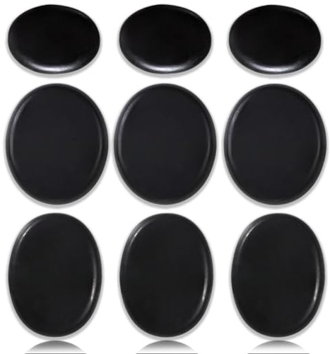 EUDUQ Juego de masaje Hot Stone 9 unidades, piedras de masaje de basalto, piedras calientes grandes, adecuado para spa, usuarios privados, terapia de masaje, relajación