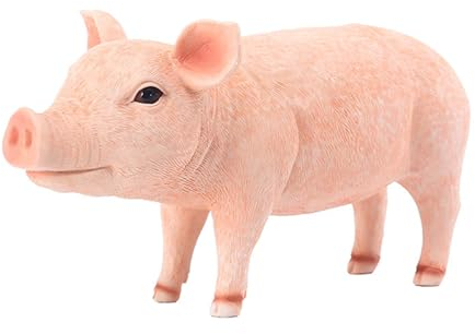 BURLOE Rosa, Schweine Statue Gartenzwerg, Tier Niedliches Schwein Lustige Outdoor Skulptur Niedlicher Lebensechter Look Wetterfest Langlebig Kunstharz Stabile