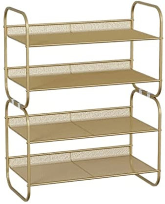 Rieort Schuhregal 4-stöckiges Schuhregal, Stapelbar, Metallgitter, Schuh-Organizer Für Wohnzimmer, Schlafzimmer, Flur, Eingang, Veranda, Schuhständer Eingangshalle
