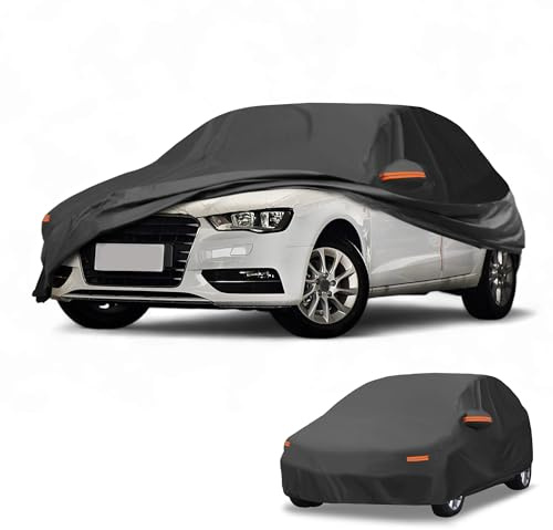 Partuto All-Weather Waterproof Car Cover - UV-Resistant Outdoor Full Exterior Protection for Audi A3 Hatchback 2013-2025 210D-PU Black with Right Side Zipper
