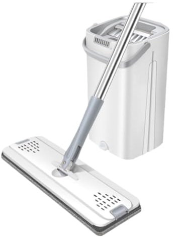 Mopas de Limpieza Suelos Juego De Trapeadores Herramientas De Limpieza Limpiador De Pisos Trapeadores con Balde Trapeador Plano para Cocina Mopa Fregona(White)