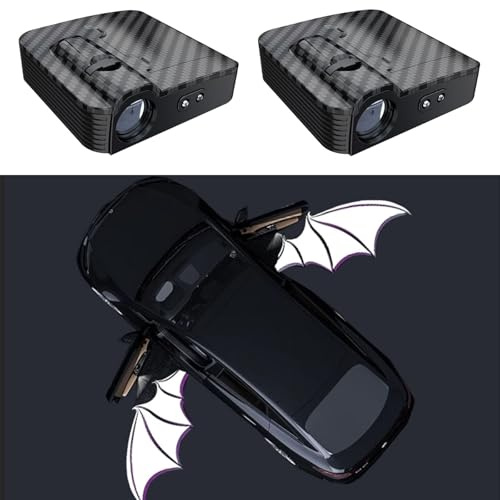 yufana Lot de 2 Feux De Position De Porte Led Universels Sans Fil, Projecteur de Voiture Led, Projecteur De Logo, Convient à La Plupart Des Voitures (noir346)
