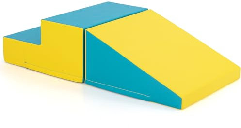 GOPLUS Conjunto de Escalada y Tobogán Infantil, Juego de Bloques de Estructura en Espuma, con Funda Desmontable de Cuero Impermeable, para Interior Gateo y Escalada, Juguetes Educativos