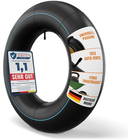 TENE® Premium 4.8/4.00-8 Schlauch für Schubkarre, Rasenmäher und mehr - aus robustem doppelt gelegten Butykautschuk für Lasten bis 170kg und stabilem Autoventil | Langlebig & pannensicher | Einfache Montage | Universell einsetzbar | Zuverlässig auch bei Dauerbelastung
