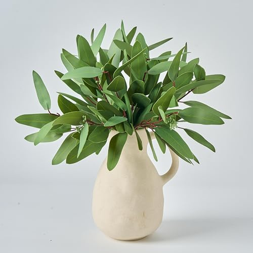 Avoeco 15 Stück künstliche Eukalyptuszweige – Real-Touch Grün, 37 cm hoch, mit Samen & Blättern, für Vase, Hochzeit, Deko & DIY-Arrangements | Vielseitiges, dekoratives Grün, fühlt sich echt an, wiederverwendbar
