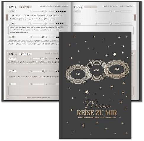 BIROYAL Dankbarkeitstagebuch Erwachsene 6 Mins, One Line a Day, Achtsamkeitstagebuch, 5 Minuten Tagebuch für Erwachsene, 3 Jahres Tagebuch, Gratitude Journal mit 366 Fragen, 5 Minute Journal